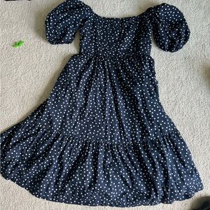 Abercrombie Emerson puffy sleeve navy polka dot dress